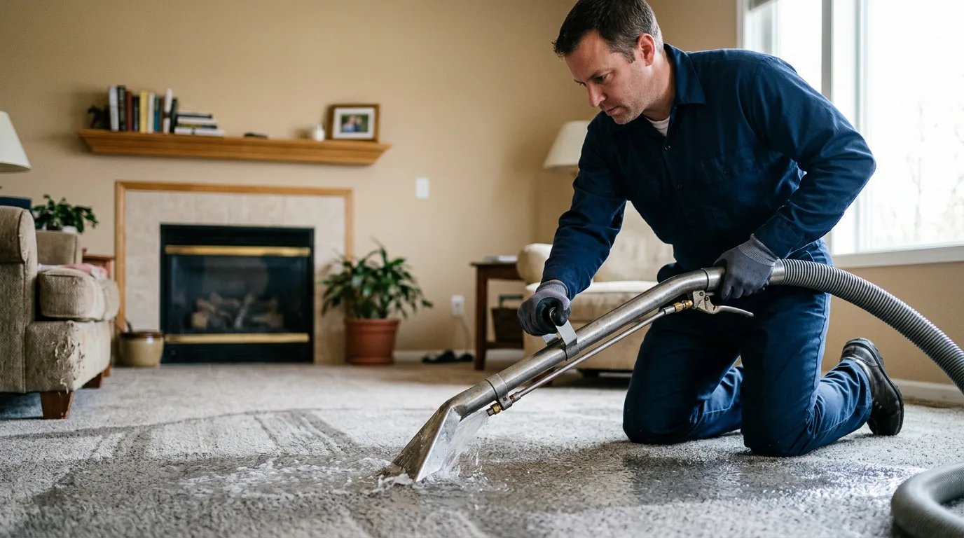 Water damage restoration technician working near Marion, MI